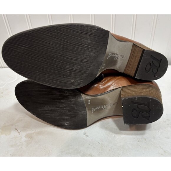 Paul Green Ankle Boots Womens US 7  Soho Studded Leather Moto Brown Boho Biker - Picture 7 of 7